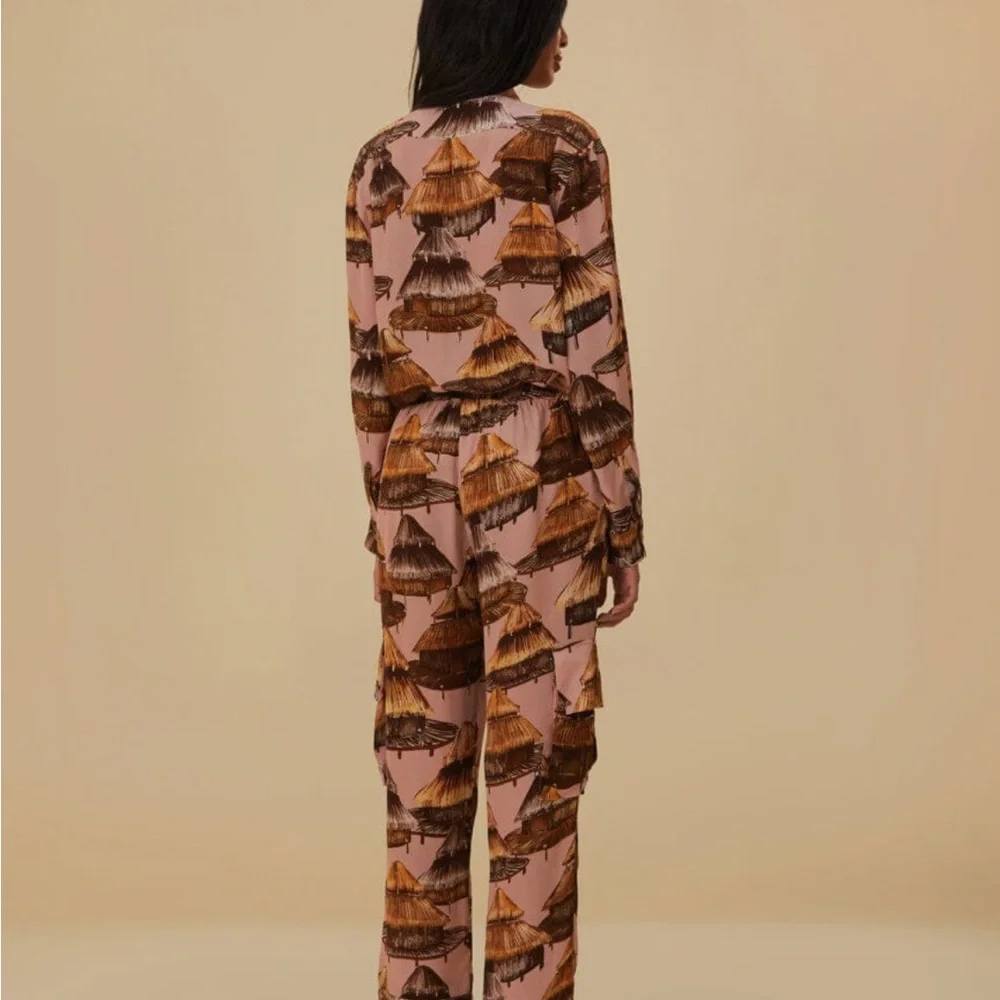 FARM Rio Pink and Brown Patterned Pants - Picture 4 of 6